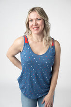 Load image into Gallery viewer, USA Poppy Tank - Blue with stars - IN STOCK NOW!