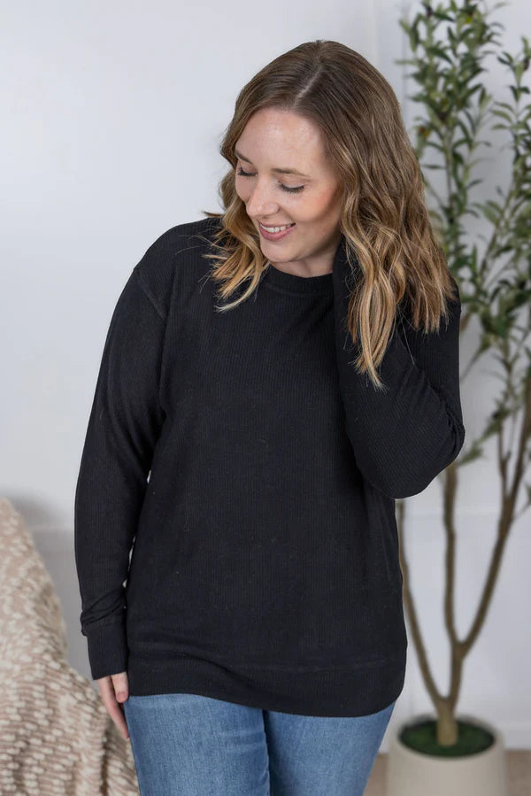 Corrine Ribbed Pullover - Black