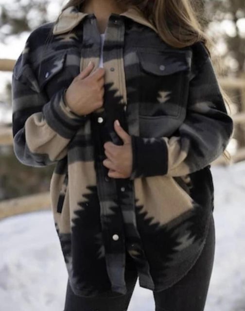 Aztec Shacket - Black/Tan - ORDERING 8/7