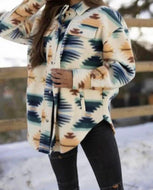 Aztec Shacket - Cream/Tan/Blue - ORDERING 8/7