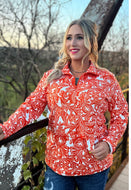 Paisley Pullover - Orange/White