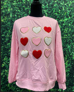 Valentine Pink - Chenille Hearts Sweater