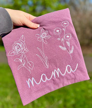 Load image into Gallery viewer, Embroidered Birth Flowers - Comfort Colors Tshirt - MADE TO ORDER
