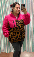Hot Pink/ Leopard Zip up - IN STOCK!