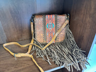 Western Print Purse with fringe