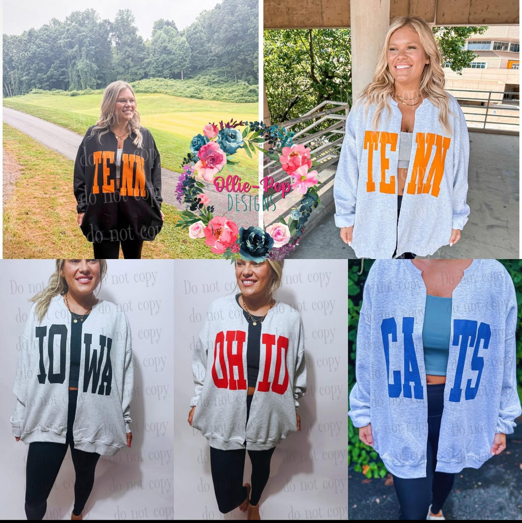 Customized Sweatshirt Cardigan - MADE TO ORDER