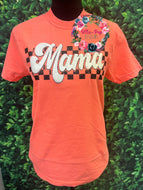 MAMA - Checkered Puff Print - ORANGE AND MINT ONLY - IN STOCK