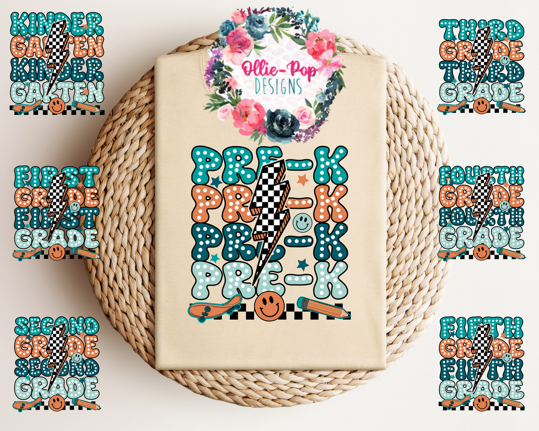 Checkered Lightning Bolt - Pre-K to 6th Grade