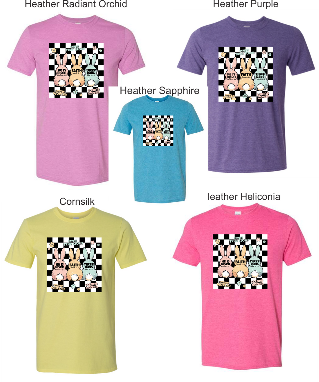 He is Risen (bunnies checkered) Adults