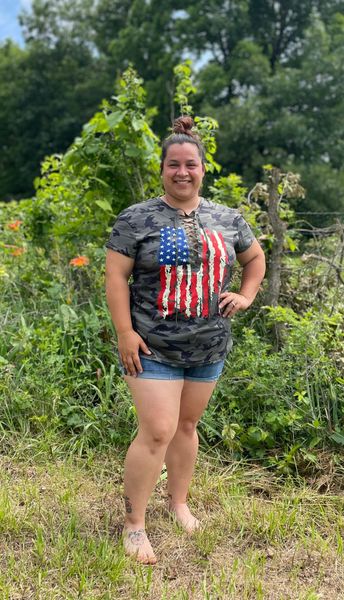 Camo Criss Cross Top