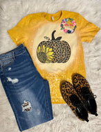 Pumpkin/Leopard/Sunflower Tee - BLEACHED