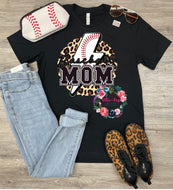 Baseball Mom - Leopard Lightning Bolt