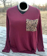 Maroon long sleeve with Leopard Pocket