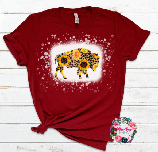 Sunflower Buffalo Print Tee - BLEACHED