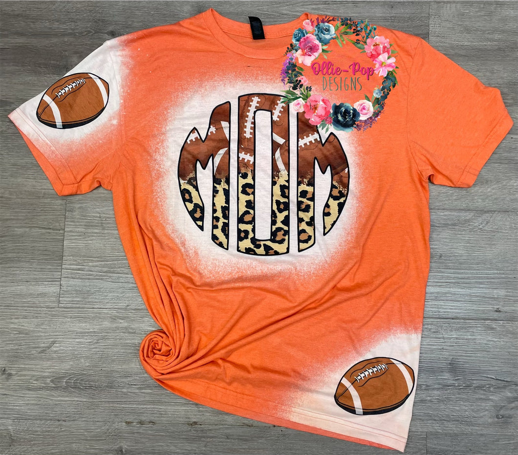 Football Mom - Monogram bleached tee