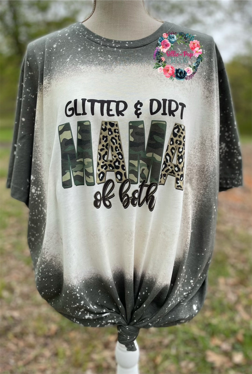 Glitter & Dirt Mama of Both - Bleached Tee