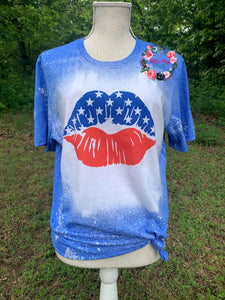 4th of July Lips Tee - BLEACHED